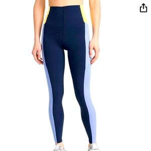Sweaty Betty Colorblock Leggings - Navy, Yellow, Light Blue